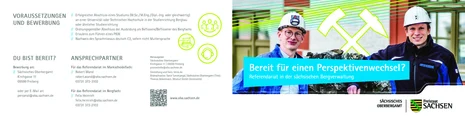 Zwei junge Männer vor dem Gebäude Oberbergamt, die für eine Ausbildung werben 