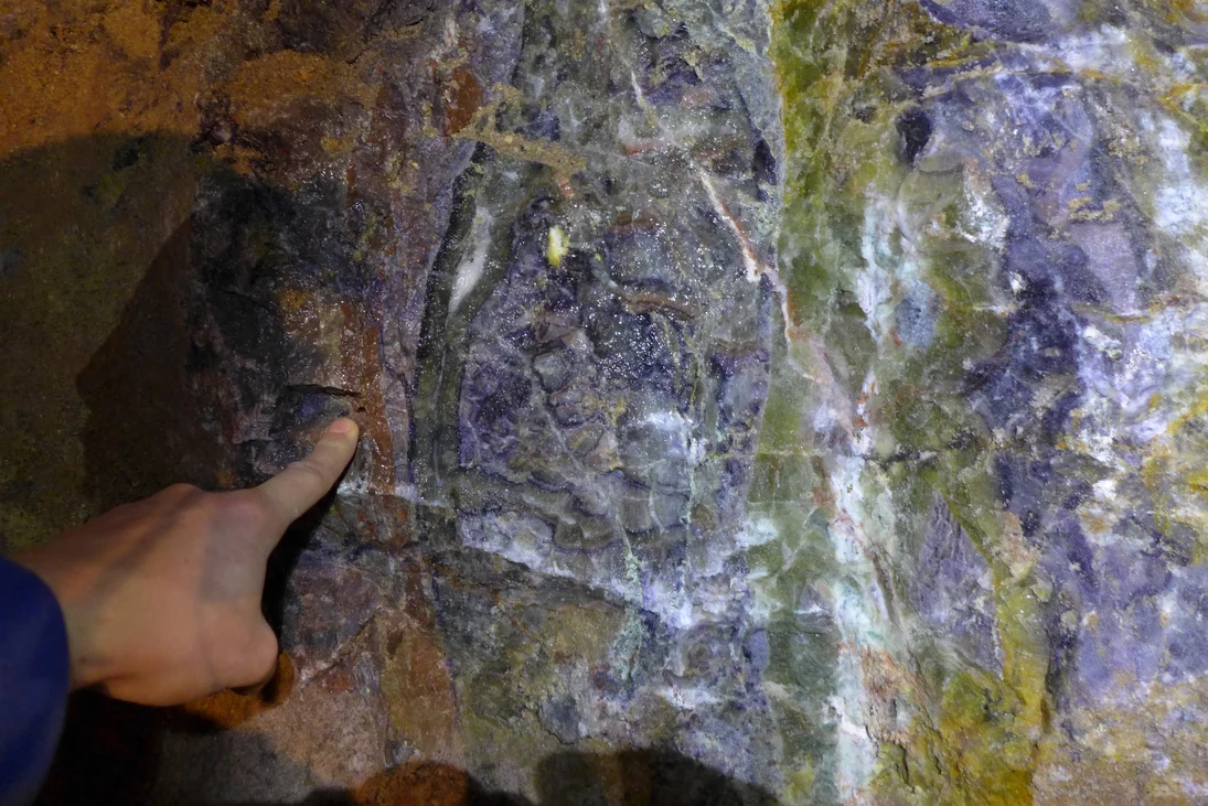 Fluoritvererzung im Spatbergwerk Niederschlag