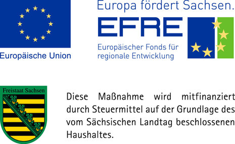 Logo EFRE und Wappen Freistaat Sachsen
