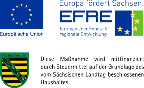 Logo EFRE und Wappen Freistaat Sachsen
