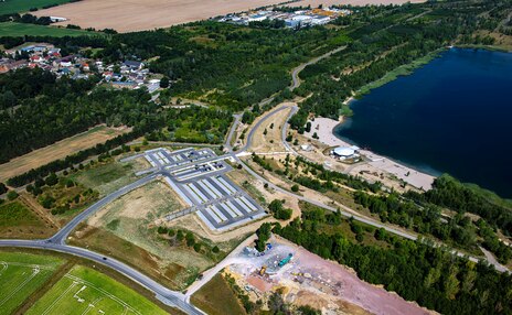 Luftbild Schladitzer See - Erschließung Biedermaierstrand